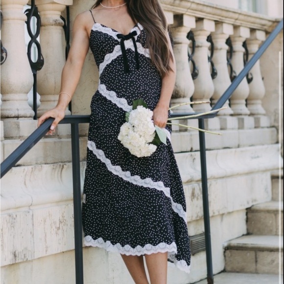 NWT Anthropologie Storia Polka Dot Midi Dress - Picture 1 of 10